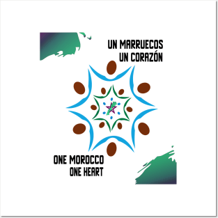 one morocco one heart Proud Morocco Flag Gift Moroccan Lovers For Men's Women's Posters and Art